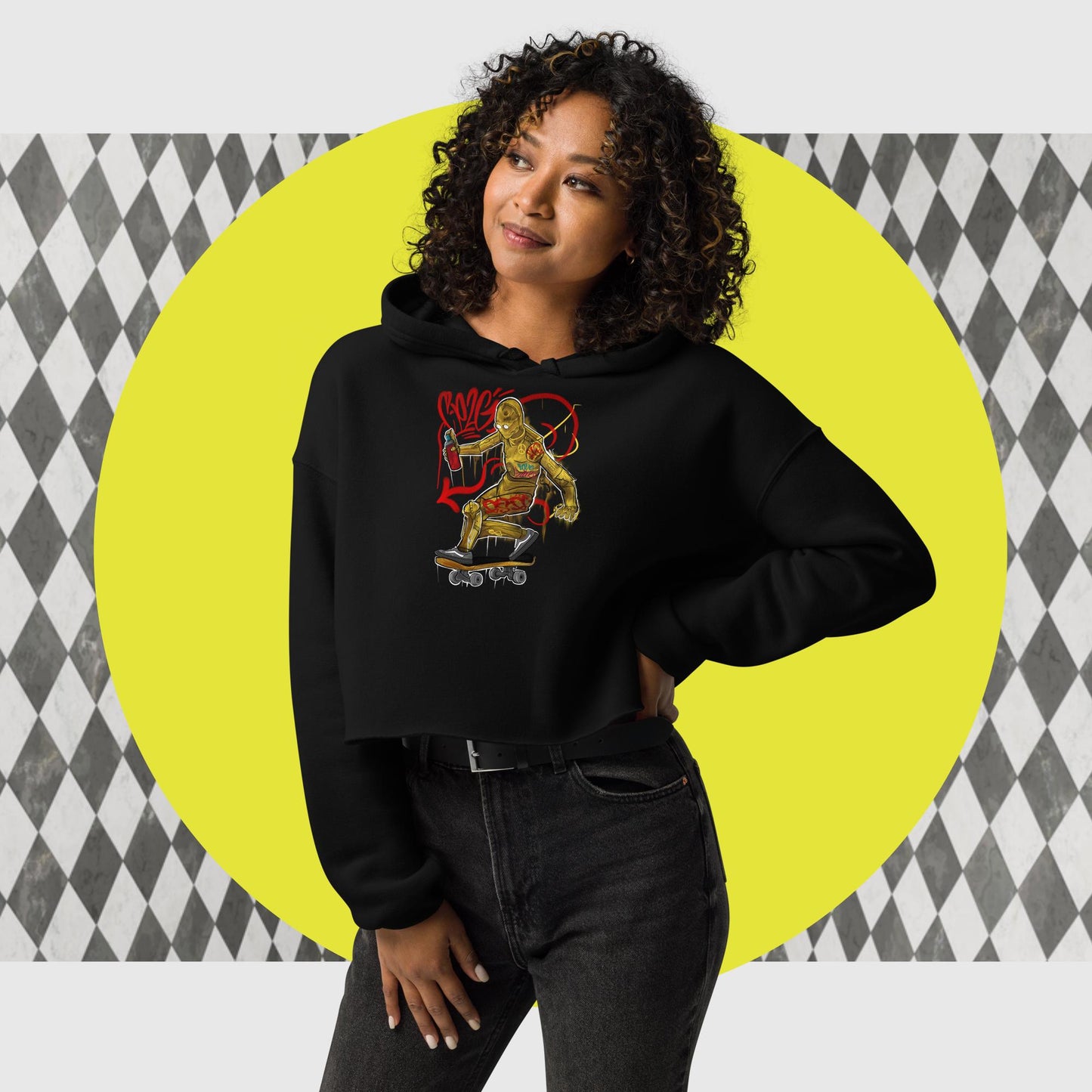 “SKATE BOT” Crop Hoodie