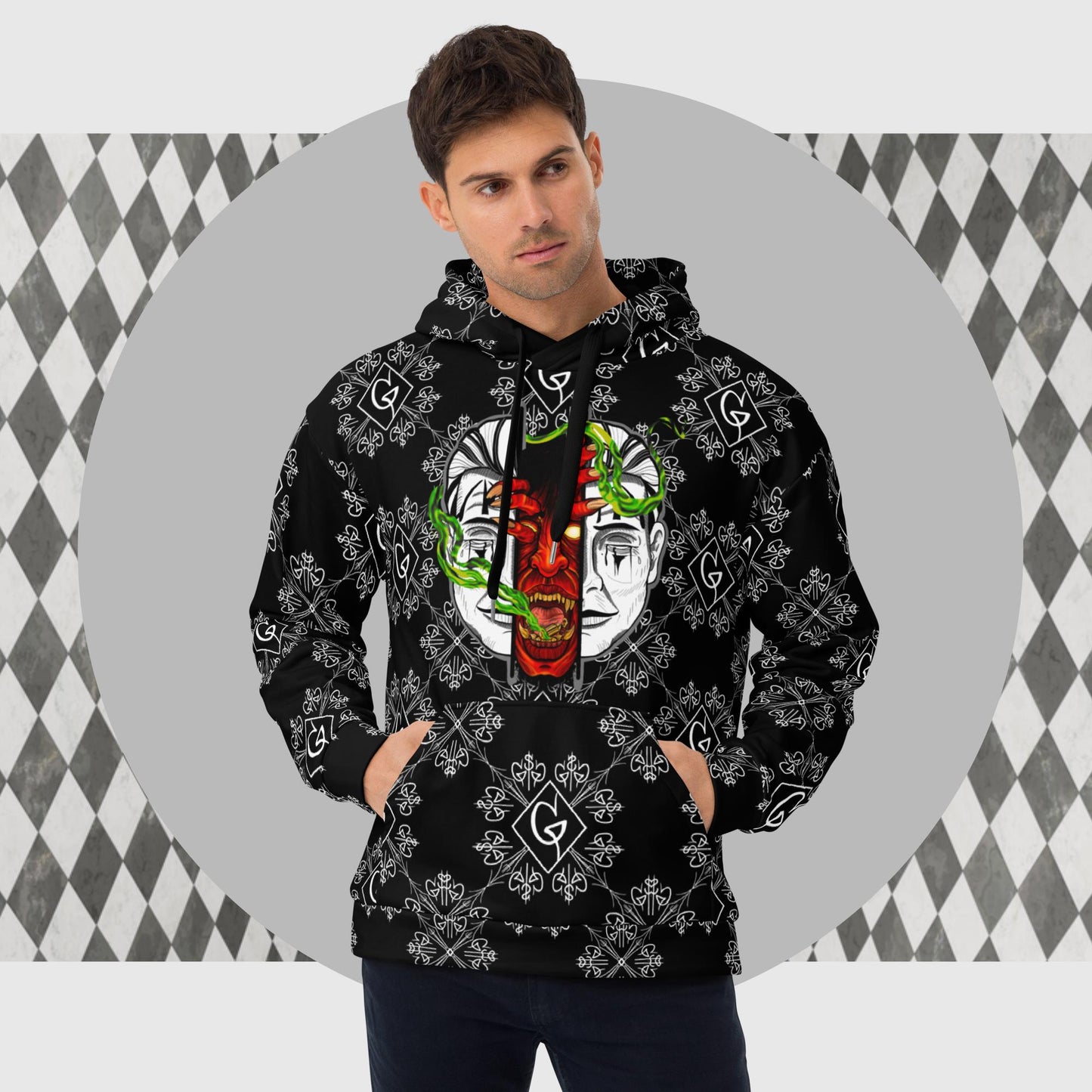 SPLIT FACE DEMON UNISEX HOODIE